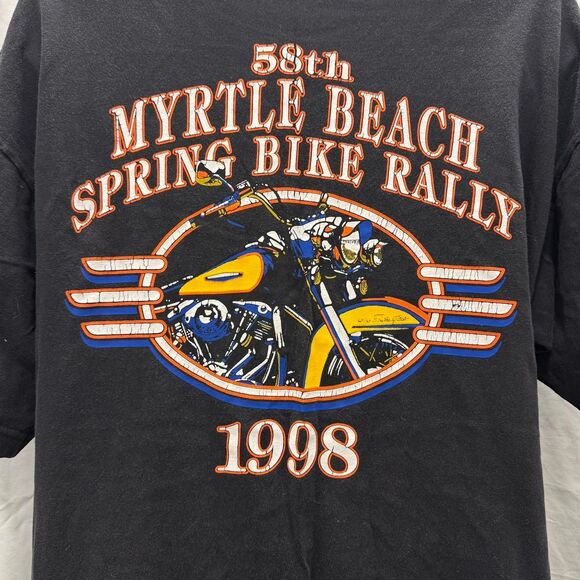 Vintage 1998 Myrtle Beach Bike Week T-Shirt Black Motorcycle Rally Tee USA - Picture 5 of 8